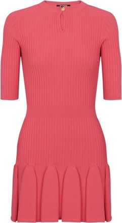 Balmain Flared knit dress - Dames - Korte kleedjes - Roze - XS - Polyester - Kleedjes