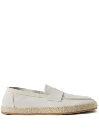 Brunello Cucinelli leather-suede loafers - men - Suede/Rubber/Calf Leather - 40 - White