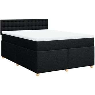 vidaXL Cama Box Spring Con Colch&oacute;n Tela Negro 140x200 Cm Vidaxl