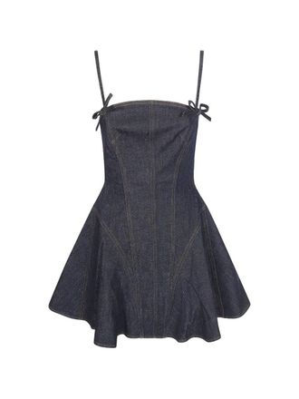 Self Portrait Denim Bow Mini Dress