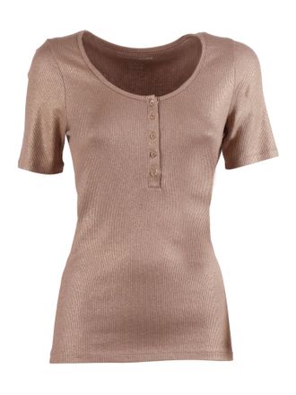 Majestic Filatures Coffee Latte Ribbed U Neck Top