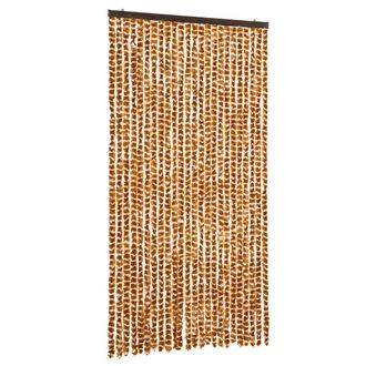 vidaXL Vidaxl - Cortina Antimoscas Chenilla Ocre Y Blanco 100x230 Cm