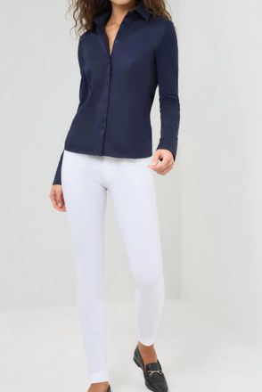 Anatomie Alida Button Poplin Shirt In Navy