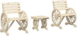 vidaXL 3 Piece Garden Lounge Set Solid Wood Fir Vidaxl