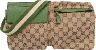 Gucci Brown Green Canvas Fanny Pack (Pre-Owned)