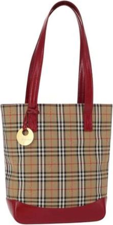 Burberry Pre-owned Tote Bags, female, Beige, Size: ONE SIZE Pre-owned Vintage Canvas Tote Bag