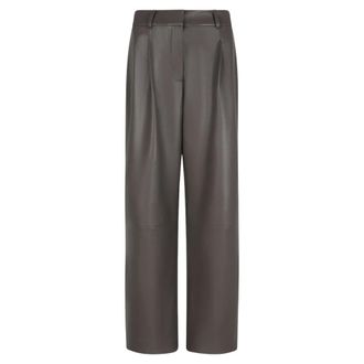 Dante6 Wijde Pijp Nep Leren Broek - Dames - Broeken - Grijs - Maat: 2XL Leer