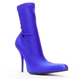Balenciaga Denma Shiny Sock Booties Royal Blue