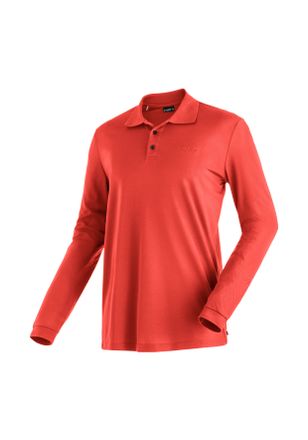 Maier Sports Poloshirt MAIER SPORTS Ulrich L/S, Herren, Gr. XXL, rot (feuerrot), 100% Polyester, Shirts Poloshirt, Herren Funktionsshirt, langarm Freizeitshirt mit
