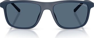 A|X Armani Exchange 56mm Pillow Sunglasses in Matte Blue /Dark Blue at Nordstrom