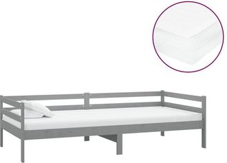 vidaXL Vidaxl - Sof&aacute; Cama Con Colch&oacute;n Madera De Pino Maciza Gris 90x200 Cm