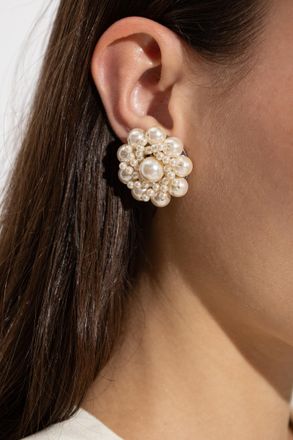 Alessandra Rich Clip-on Pearl Earrings, Womens, White