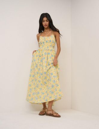 Nobody's Child Yellow Floral Alina Midi Dress