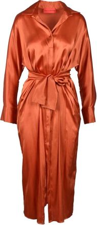 Wild Cashmere Zijden Elastaan Jurk voor Vrouwen - Dames - Shirt Kleedjes - Bruin - S - Kleedjes