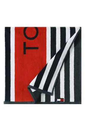 Tommy Hilfiger Leisure Beach Towel in White/midnight Blue/scarlet at Nordstrom