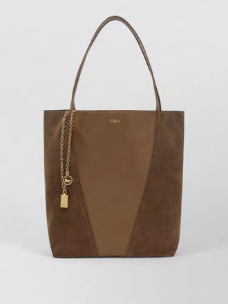 Chlo&eacute; tote bag chain detail dual material handles