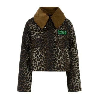 Barbour Light Jackets, female, Multicolor, Size: XS Leopard Print Waxed Anorak