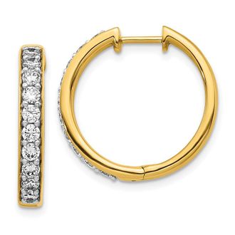 Diamond2Deal 14k Gold 1 Ct Lab Grown Diamond Hinged Hoop Earrings