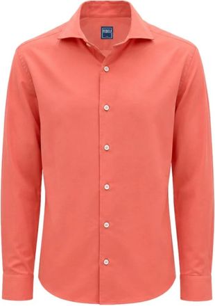 Fedeli Panamino Katoenen Voile Shirt - Heren - Casual Overhemden - Roze - L - Katoen - Overhemden