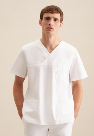 Seidensticker Funktionshemd SEIDENSTICKER, Herren, Gr. XXL45-46, normale &Auml;rmell&auml;ngen, weiss (wei&szlig;), 60% Baumwolle, 40% Polyester, unifarben, regular fit, V-Ausschni