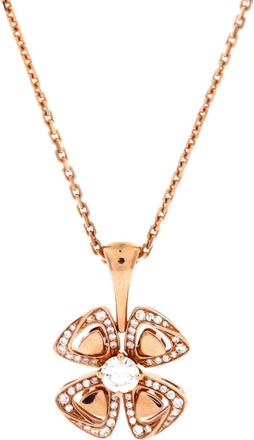 Bulgari Fiorever Pendant Necklace 18K Rose Gold with Diamonds