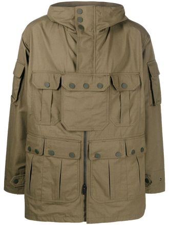 White Mountaineering multi-pocket military jacket - men - Cotton/Silk - 1 - Green