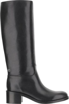 Carel Zwarte leren ronde neus laarzen - Dames - Laarzen met Hak - Zwart - 37 1/2 EU - Leer - Schoenen