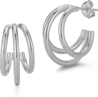 Glaze Jewelry Sterling Silver Triple Polished Hoops