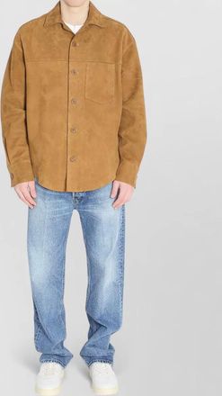 Ami suede overshirt buttoned front pockets