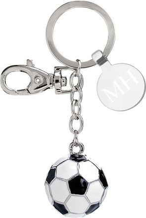 Generic Personalised Engraved Tag with Name or Initials Chrome Metal Football Keyring Presented in an Organza Bag