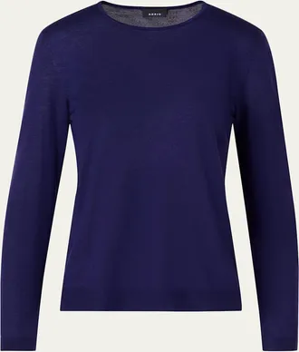 Akris Cashmere-Silk Fine Gauge Knit Sweater