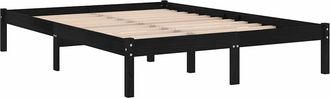 vidaXL Estructura De Cama Sin Colch&oacute;n Madera Maciza Negro 140x190 Cm Vidaxl
