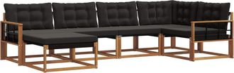 vidaXL Conjunto De Sof&aacute;s De Exterior 6 Uds. Natural Y Negro Vidaxl