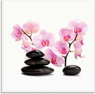 Artland Glasbild »Schwarze Steine und pinke Orchidee« Zen 1 Stk. tlg. in verschiedenen Grössen