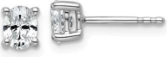 Diamond2Deal 14K White Gold 1/2 Ct Lab Grown Diamond 5x4mm Oval Stud Earrings VS Clarity, D-E Color