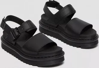Dr. Martens Womens Dr. Martens Voss 23802001 Sandals Black Leather Platform HAWK937