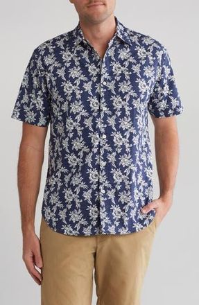 Coastaoro Ashton Floral Cotton Short Sleeve Button-Up Shirt in Dark Blue at Nordstrom Rack, Size Xx-Large