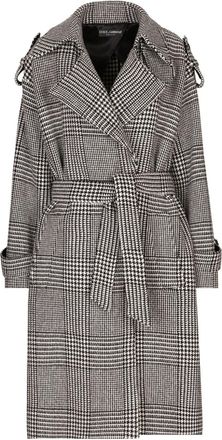 Dolce & Gabbana check-pattern coat - women - Polyamide/Virgin Wool/Polyester/Silk - 36 - Grey