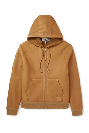 Loewe Logo-Appliquéd Shearling Hooded Jacket