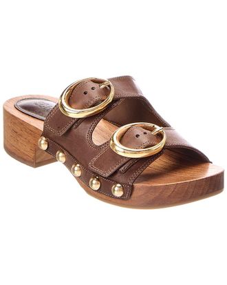 Schutz Juno Mid Block Leather Sandal
