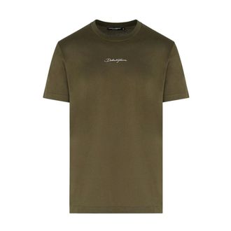 Dolce & Gabbana Embroidered Logo T-Shirt - male - Dolce & Gabbana - T-Shirts - Green - L - Tops