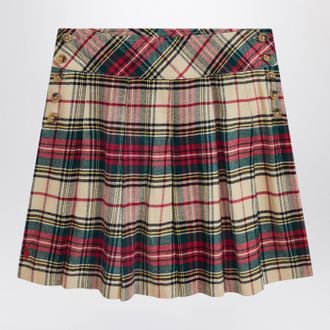 Polo Ralph Lauren Cream/Red Cotton Twill Tartan Skirt