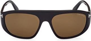 Tom Ford 58mm Pilot Sunglasses in Shiny Black /Roviex at Nordstrom Rack