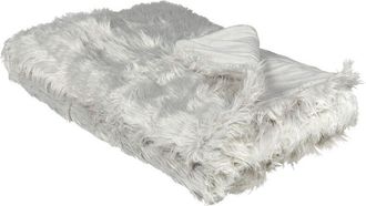 Beliani Manta De Acr&iacute;lico Gris Claro 150 X 200 Cm Poli&eacute;ster Pelo Largo Dormitorio Delice