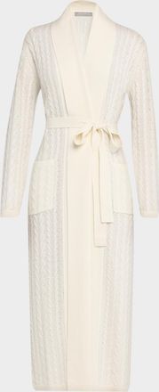 Neiman Marcus Cashmere Cable-Knit Robe