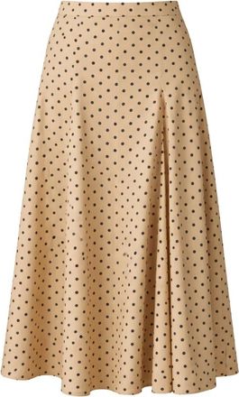Max Mara Polka Dot Midi Rok - Dames - Midirokken - Beige - XL - Katoen - Rokken
