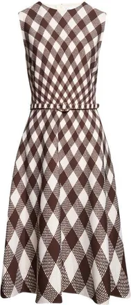 Oscar De La Renta Argyle D&eacute;grad&eacute; Stretch Wool Dress in Brown/ivory at Nordstrom, Size 4
