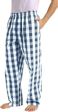 Generic Mens Pyjama Bottoms Elasticated Waist Loungewear for Sleep Plaid Print Sleeping Trouser Loose Fit Straight Leg Nightwear Mens PJ Bottoms with Pockets 