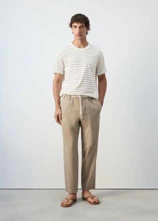 Mango Pantaloni relaxed-fit misto cotone lino beige - Uomo - 44 - MANGO MAN