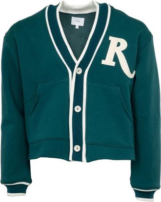 Rhude MenS Teal Cream Terry Cardigan Sweater, Size XL